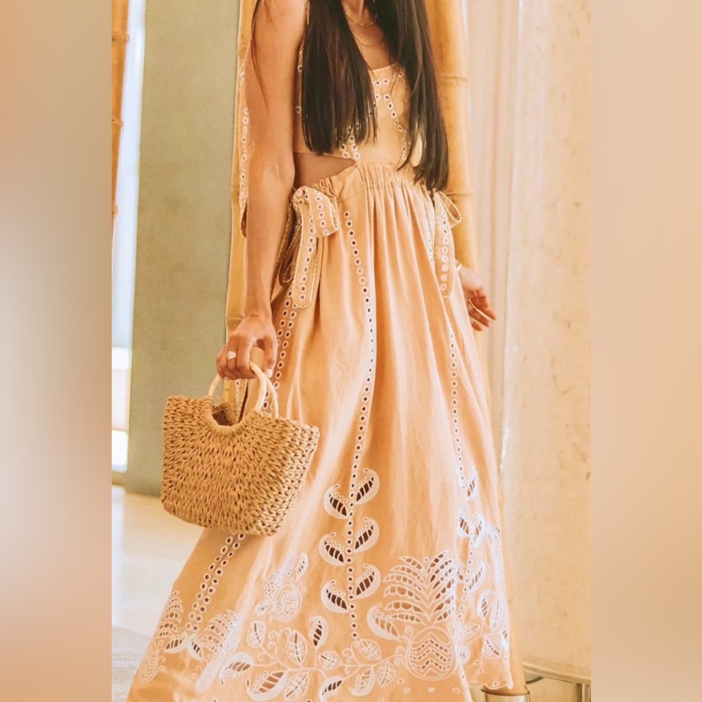 FARM Rio Richlieu Sleeveless Midi Dress - Sand | NWT